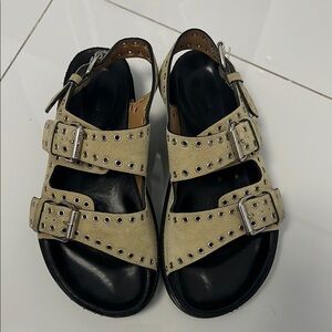 Women's Beige Studded Sandals